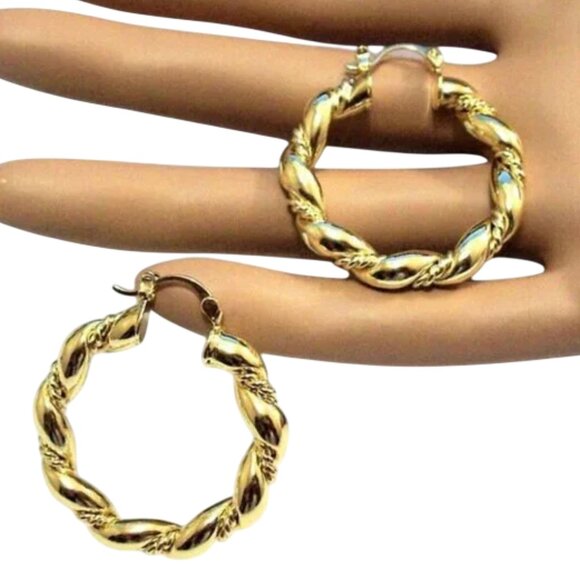 1 1/2 Inch 41mm Gold Tone Pierced Post Earrings - Picture 1 of 5